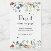 Wildflower Bee Pop het als ze Pop Wijn Etiket (Enkel label)