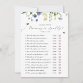 Wildflower Bee Raad Wie Baby shower Game Kaart (Voorkant)