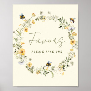 Wildflower Bee Vrijgezellenfeest Favors Sign Poster