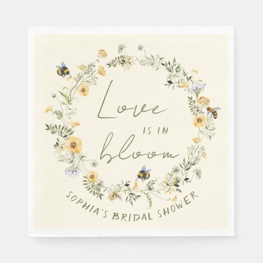 Wildflower Bee Vrijgezellenfeest servetten (Voorkant)