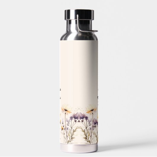 Wildflower beige aangepaste naam script waterfles (Links)