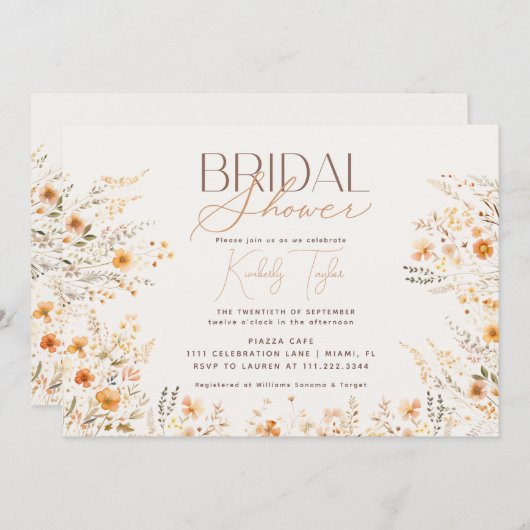 Wildflower Beige Boho Botanisch Vrijgezellenfeest Kaart (Voorkant / Achterkant)