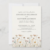 Wildflower Beige Boho Floral Wedding Kaart (Voorkant)