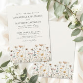 Wildflower Beige Boho Floral Wedding Kaart