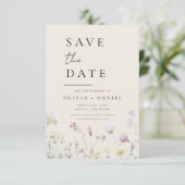 Wildflower Beige Boho Save the Date Minimalist (Staand voorkant)