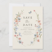 Wildflower Beige Boho Save the Date Minimalist (Voorkant)