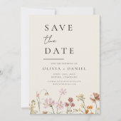 Wildflower Beige Boho Save the Date Minimalist (Voorkant)