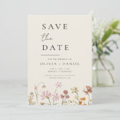 Wildflower Beige Boho Save the Date Minimalist (Staand voorkant)