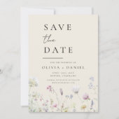 Wildflower Beige Boho Save the Date Minimalist (Voorkant)