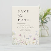 Wildflower Beige Boho Save the Date Minimalist (Staand voorkant)