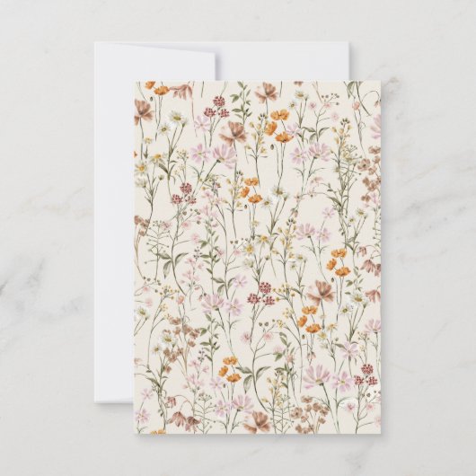 Wildflower Beige Boho Save the Date Minimalist (Achterkant)