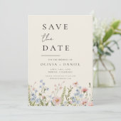 Wildflower Beige Boho Save the Date Minimalist (Staand voorkant)
