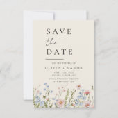 Wildflower Beige Boho Save the Date Minimalist (Voorkant)