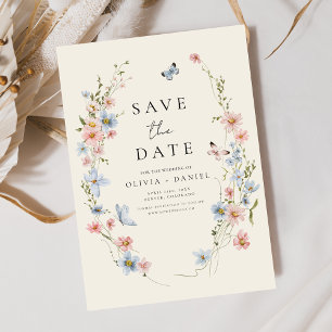 Wildflower Beige Boho Save the Date Minimalist