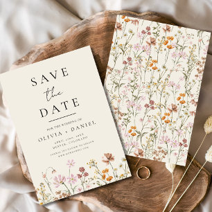 Wildflower Beige Boho Save the Date Minimalist