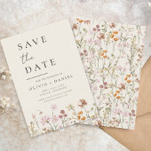 Wildflower Beige Boho Save the Date Minimalist