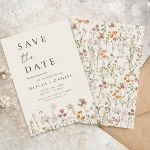 Wildflower Beige Boho Save the Date Minimalist