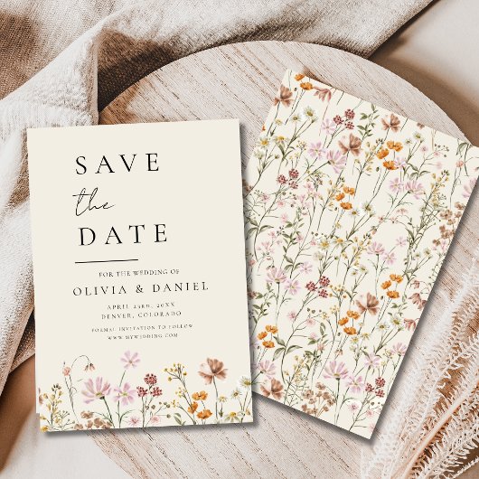 Wildflower Beige Boho Save the Date Minimalist
