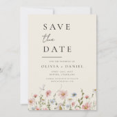 Wildflower Beige Boho Save the Date Minimalist (Voorkant)