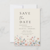Wildflower Beige Boho Save the Date Minimalist (Voorkant)