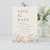 Wildflower Beige Boho Save the Date Minimalist (Staand voorkant)