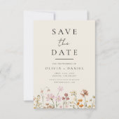 Wildflower Beige Boho Save the Date Minimalist (Voorkant)