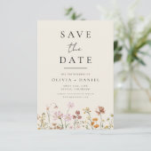 Wildflower Beige Boho Save the Date Minimalist (Staand voorkant)