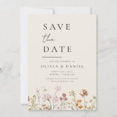 Wildflower Beige Boho Save the Date Minimalist (Voorkant)