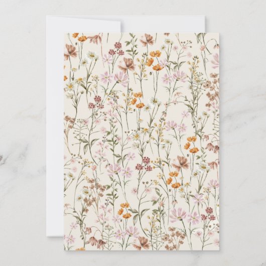 Wildflower Beige Boho Save the Date Minimalist (Achterkant)