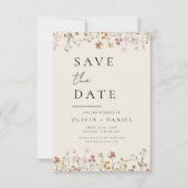 Wildflower Beige Boho Save the Date Minimalist (Voorkant)