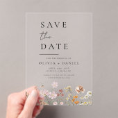 Wildflower Beige Boho Save the Date Minimalist Acryl Uitnodigingen (Insitu (Draagbaar))