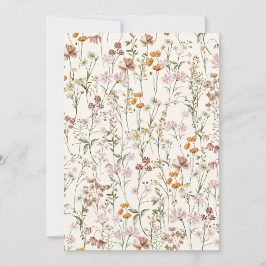 Wildflower Beige Boho Tuin Bruiloft Kaart (Achterkant)
