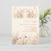 Wildflower beige crème roze boho Baby shower Kaart (Staand voorkant)