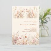 Wildflower beige crème roze boho Baby shower Kaart (Staand voorkant)
