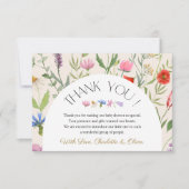 Wildflower Beige Floral Baby shower Dank u kaart (Voorkant)