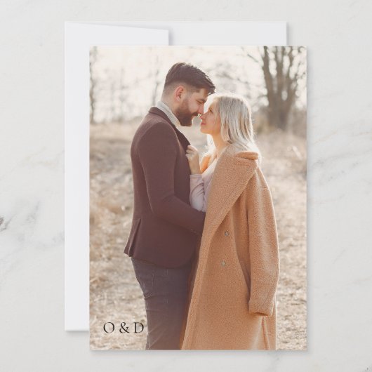 Wildflower Beige Foto Boho Monogram Bruiloft Kaart (Achterkant)