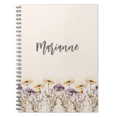 Wildflower beige geel aangepaste naam script notitieboek (Voorkant)