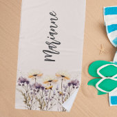 Wildflower beige geel aangepaste naam script strandlaken