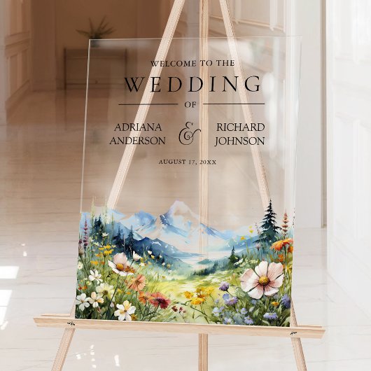 Wildflower Bergweide Trouw Welkom Acryl Bord