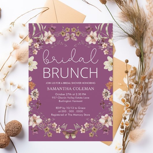 Wildflower Berry Boho Bridal Brunch Vrijgezellenfe Kaart