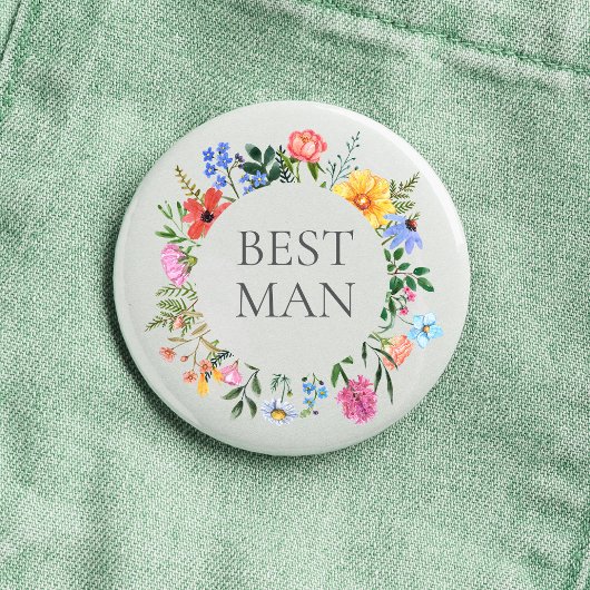 Wildflower Best Man Wedding Ronde Button 3,2 Cm