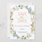 Wildflower Bewaar de datum Aankondiging Kaart (Voorkant)