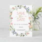 Wildflower Bewaar de datum Aankondiging Kaart (Staand voorkant)