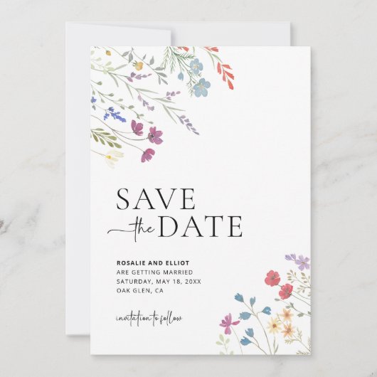 Wildflower Bewaar de datum, Boho Bewaar de datum Kaart (Voorkant)