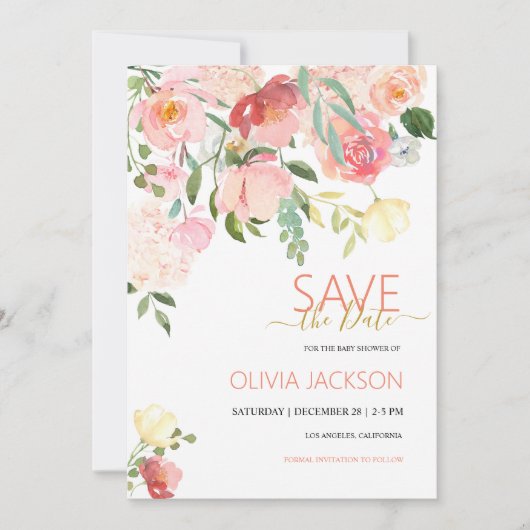 Wildflower Bewaar de datum Kaart (Voorkant)