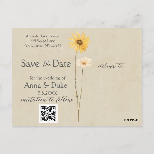 Wildflower Bewaar de datumfoto Briefkaart (Achterkant)