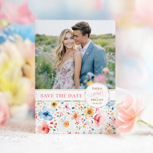 Wildflower Bewaar de datumfotokaart Save The Date