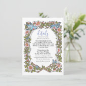 Wildflower Bird Border Pastel Wit Details  Informatiekaartje (Staand voorkant)