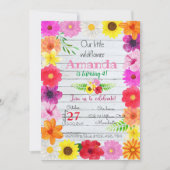 Wildflower Birthday Invitation, Flower Invite Kaart (Voorkant)