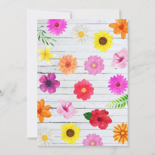 Wildflower Birthday Invitation, Flower Invite Kaart (Achterkant)